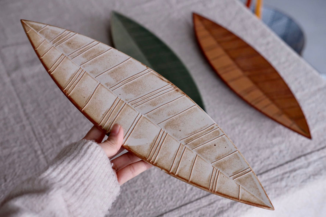 Ceramic Japan Hazara Leaf Long Plate