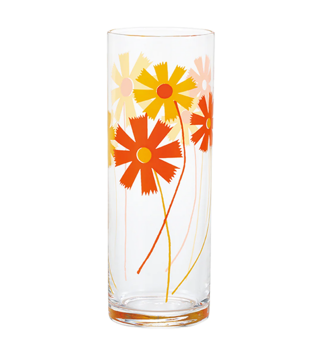Aderia Glass Retro Tumbler -  Orange Flower