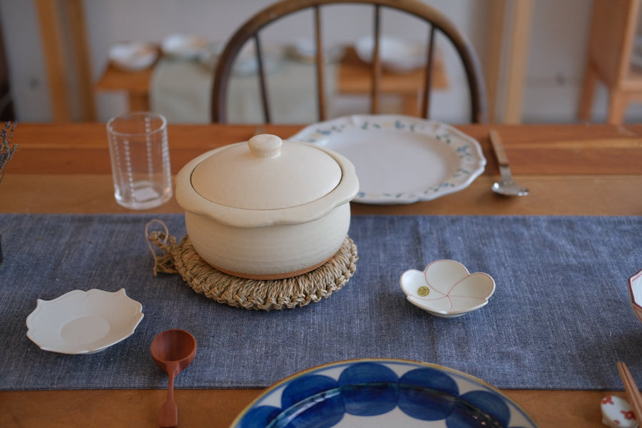 Japanese Flower Donabe Clay Pot