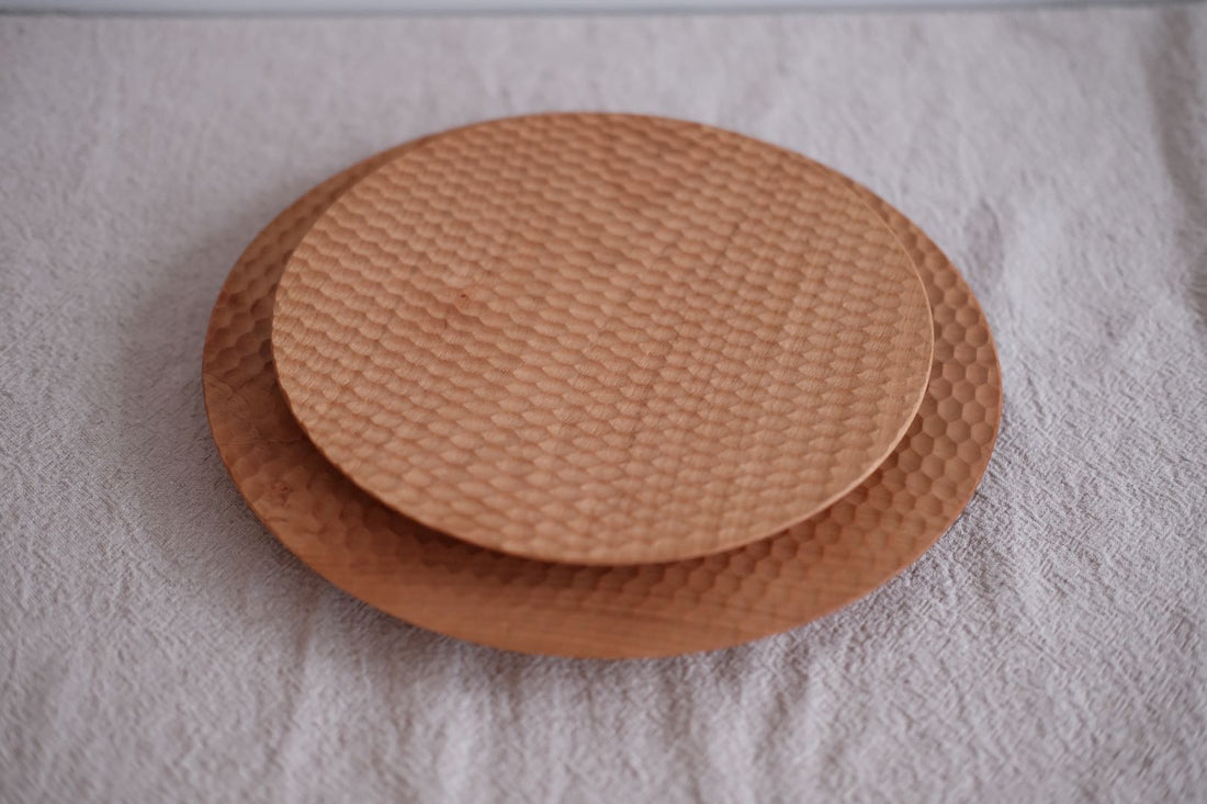 Round Plate Cherry Wood Large - By artist Kazunori Takatsuka