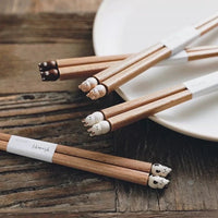 Plumpy日式天然纯木动物筷子