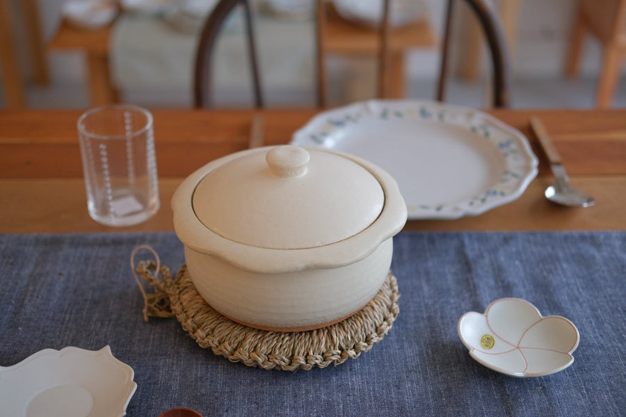 Japanese Flower Donabe Clay Pot