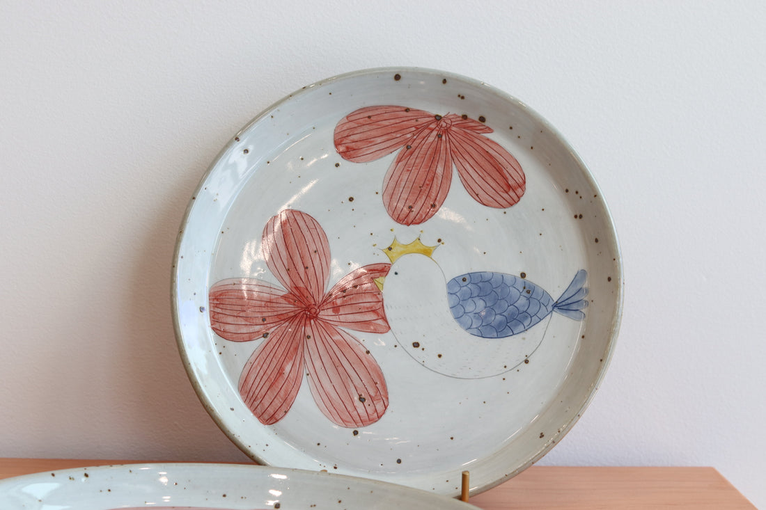 Cool Banana Hand Craft Plate - Flower & Bird